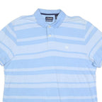 CHAPS Mens Blue & White Striped Short Sleeve Polo Shirt XL Casual Cotton Blend