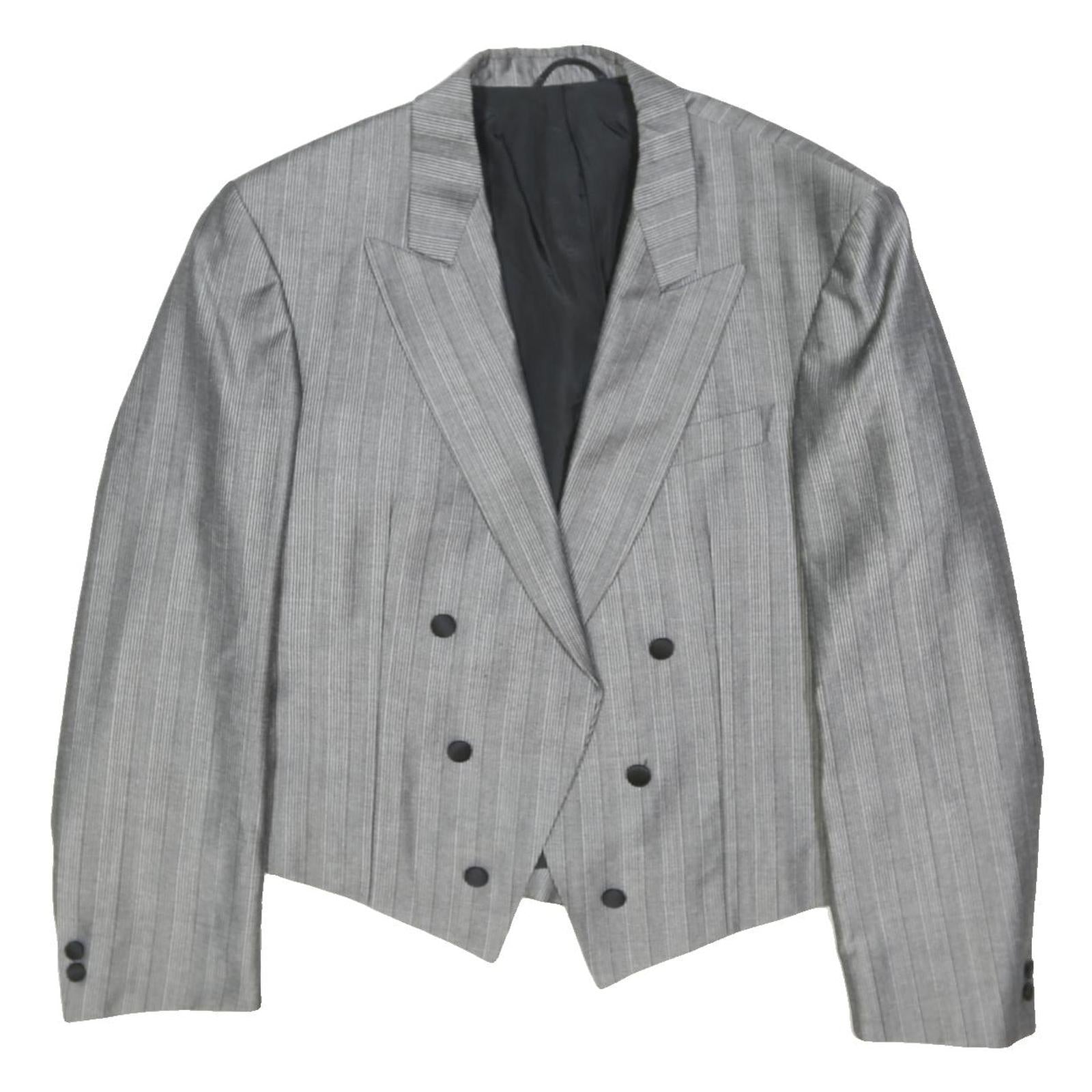 WILVORST Mens Grey Wool Pinstripe Tailored Jacket L Formal Elegant Button