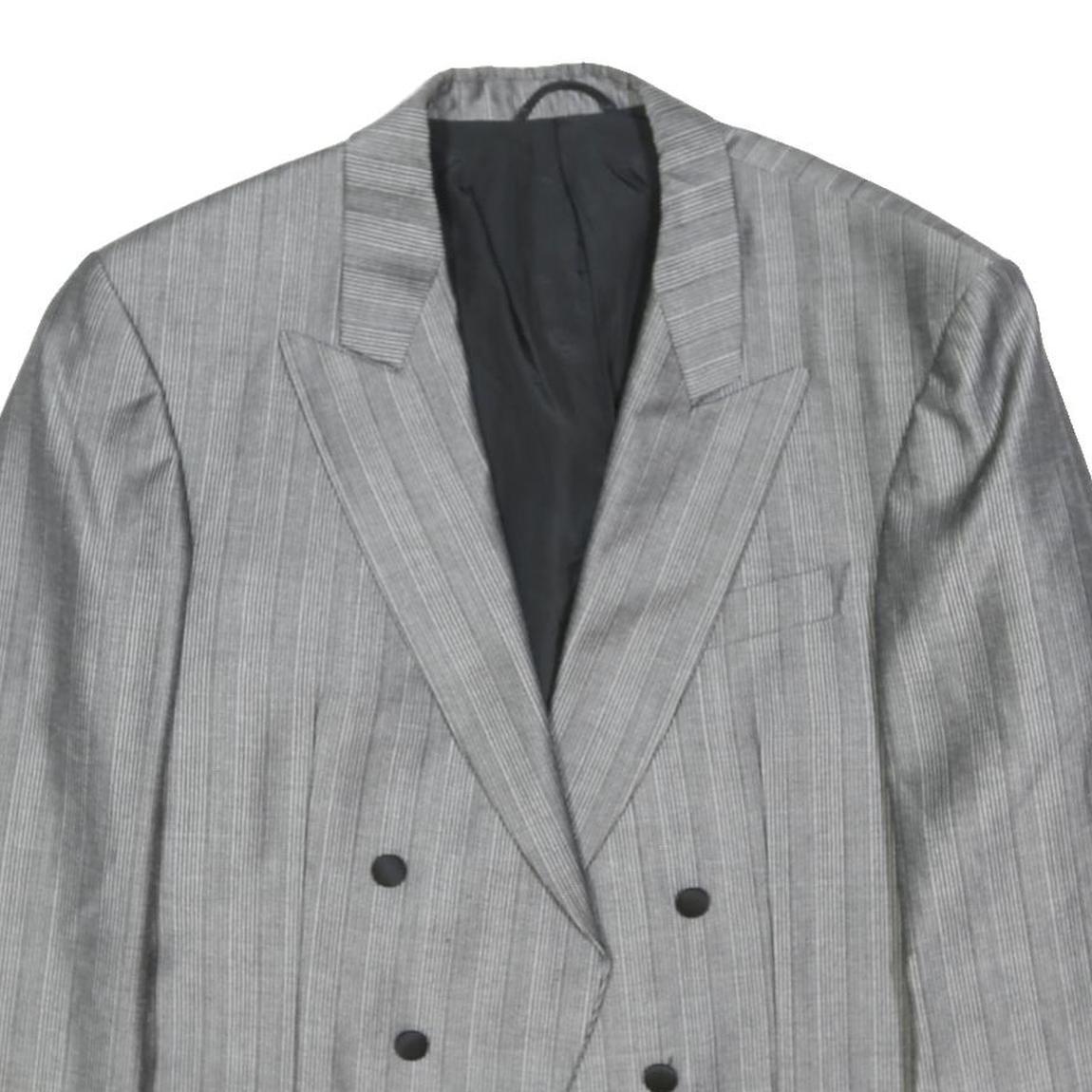 WILVORST Mens Grey Wool Pinstripe Tailored Jacket L Formal Elegant Button