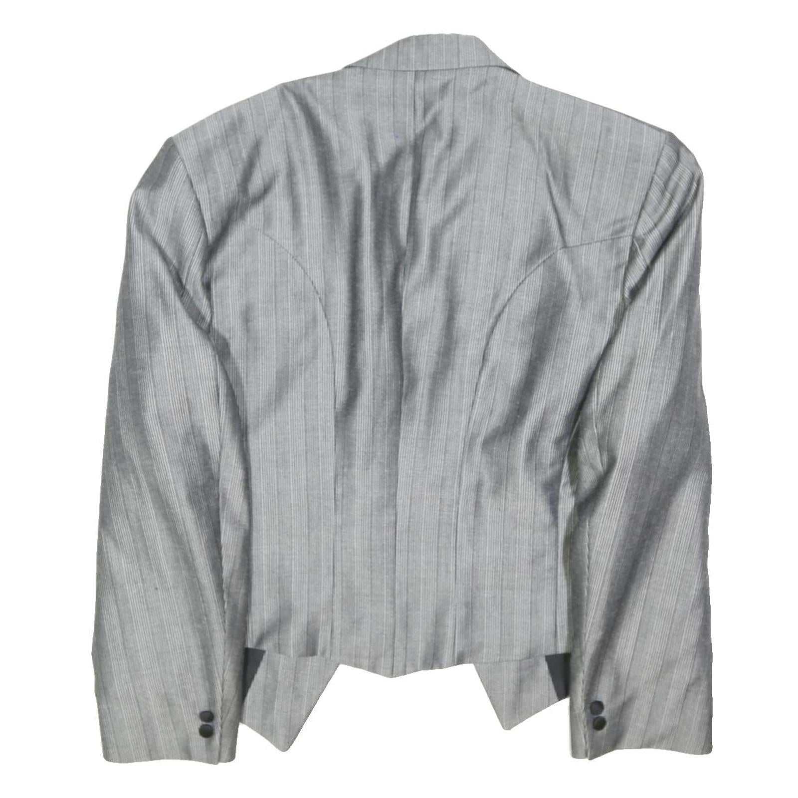 WILVORST Mens Grey Wool Pinstripe Tailored Jacket L Formal Elegant Button