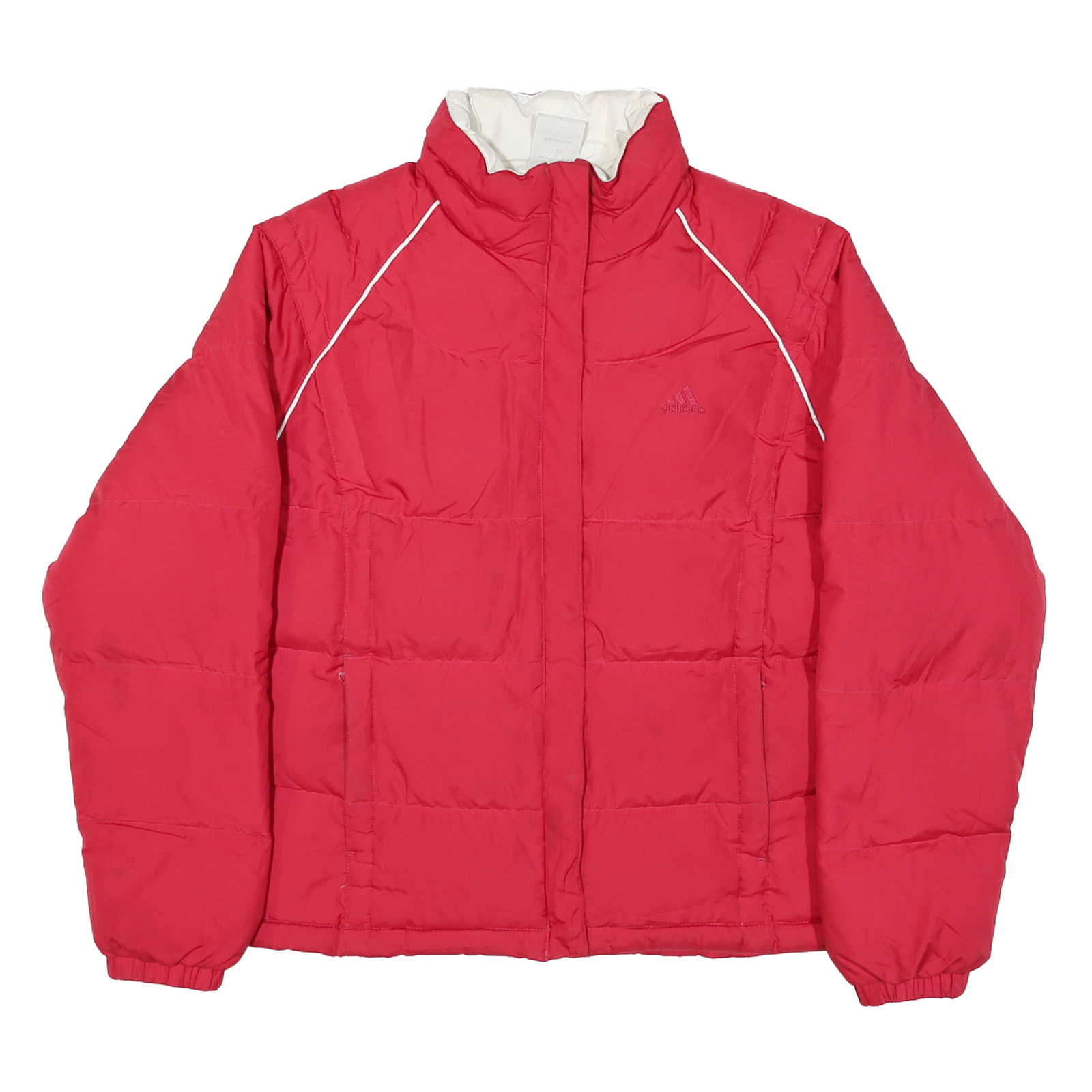 ADIDAS Womens Red Puffer Jacket UK 18 Polyester Blend Zip Lightweight Casual