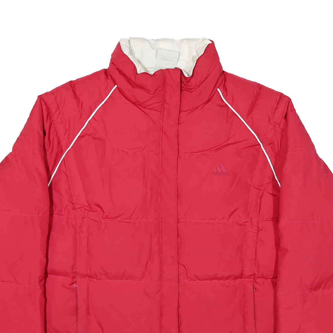 ADIDAS Womens Red Puffer Jacket UK 18 Polyester Blend Zip Lightweight Casual