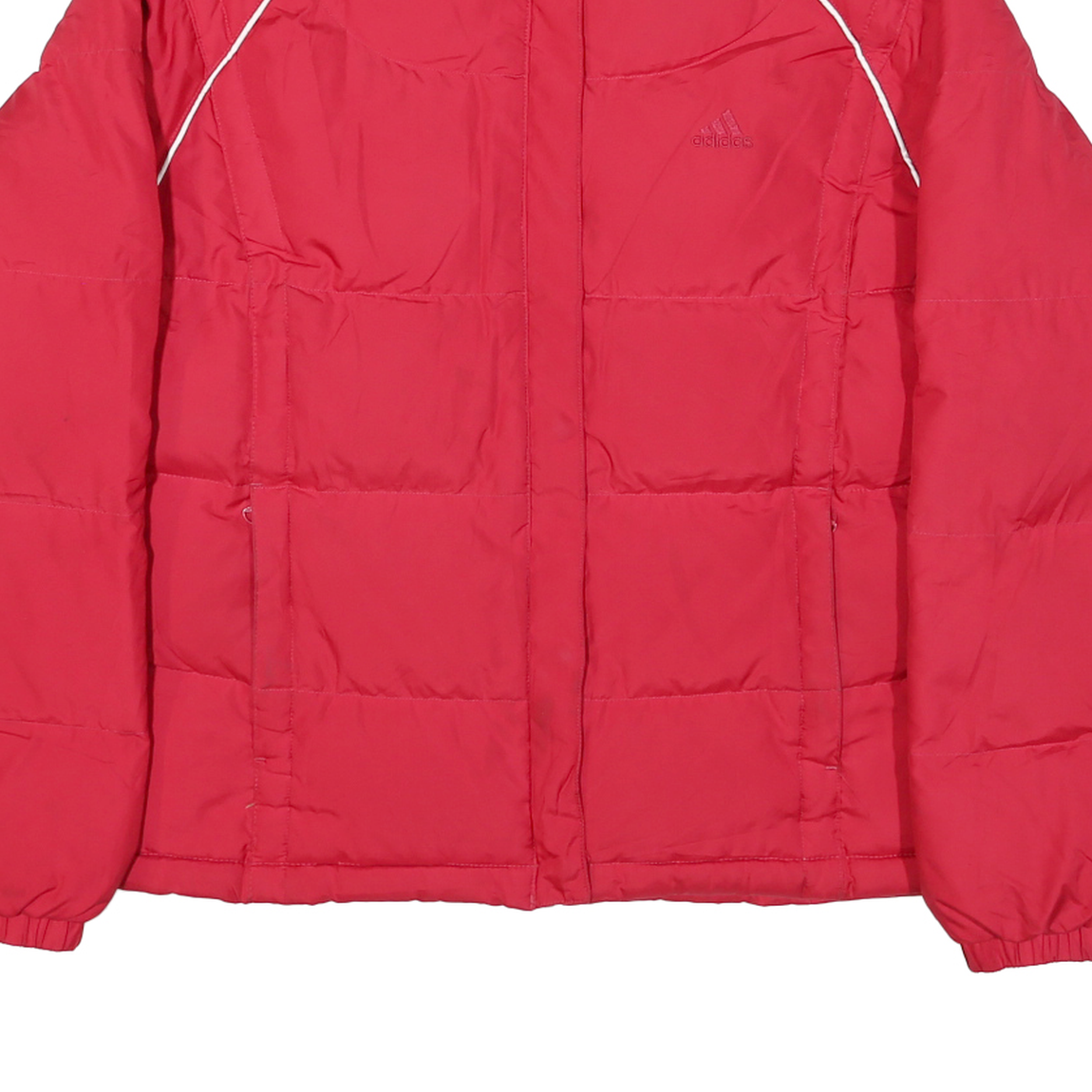 ADIDAS Womens Red Puffer Jacket UK 18 Polyester Blend Zip Lightweight Casual