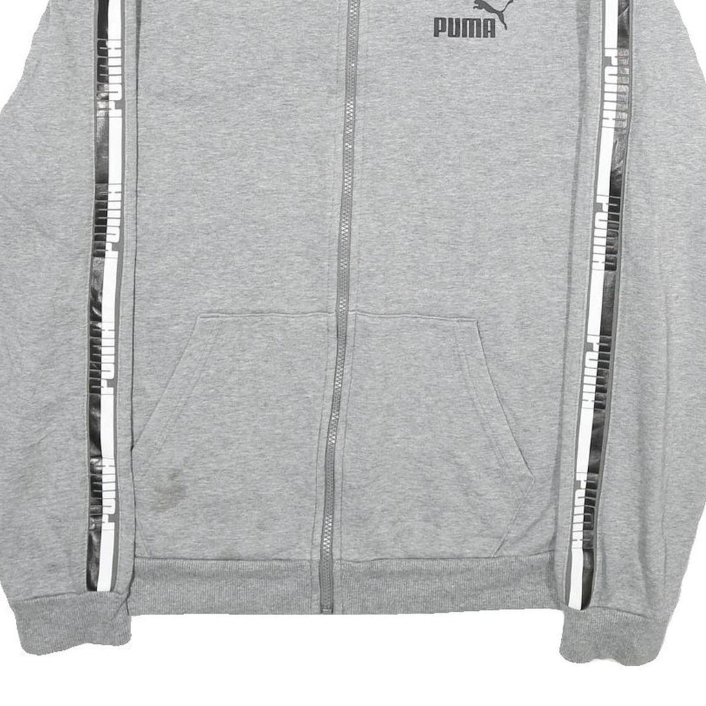 PUMA Mens Grey Cotton Track Jacket L Jersey Plain Button Casual Sportswear