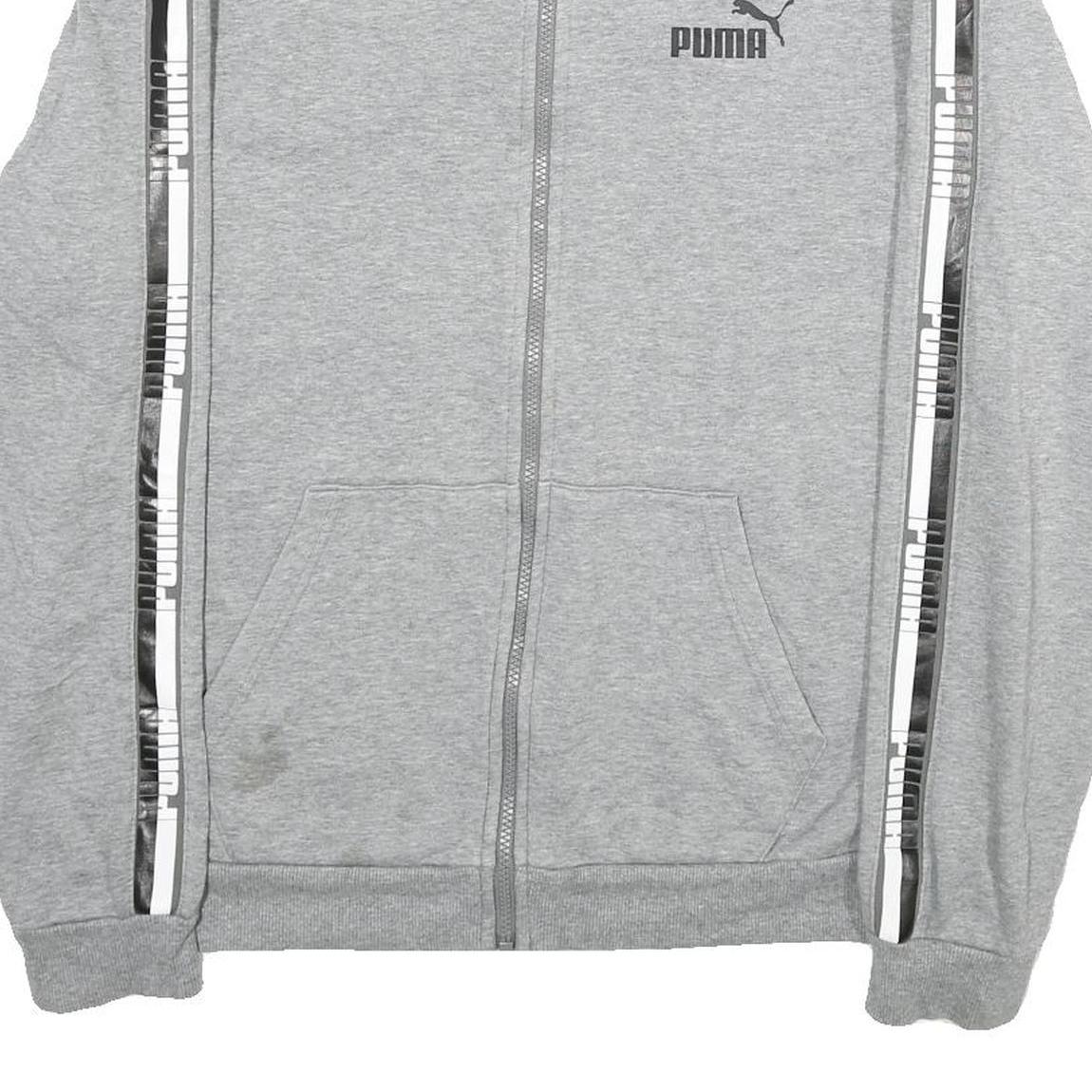 PUMA Mens Grey Cotton Track Jacket L Jersey Plain Button Casual Sportswear