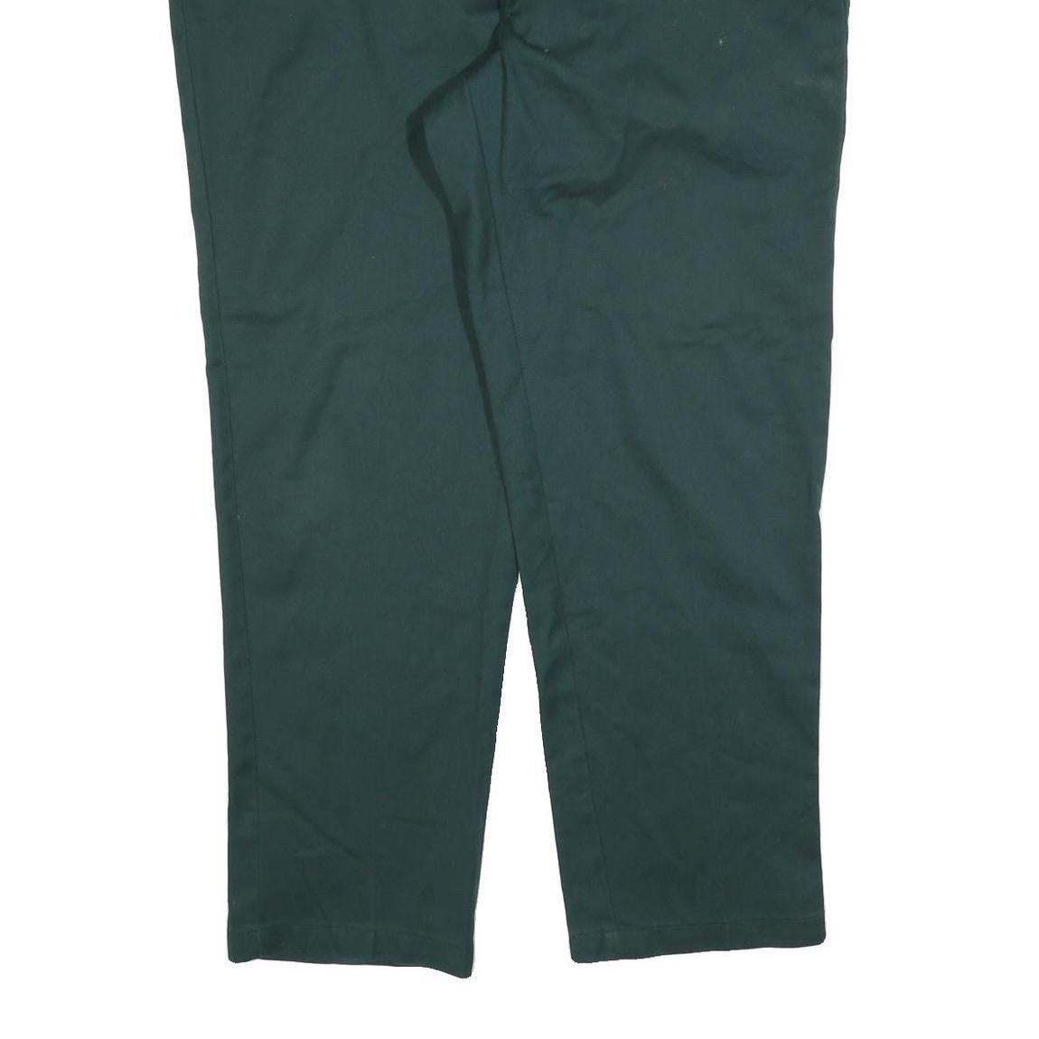 DICKIES Mens Cotton Blend Dark Green Relaxed Straight Trousers W44 L32 Workwear