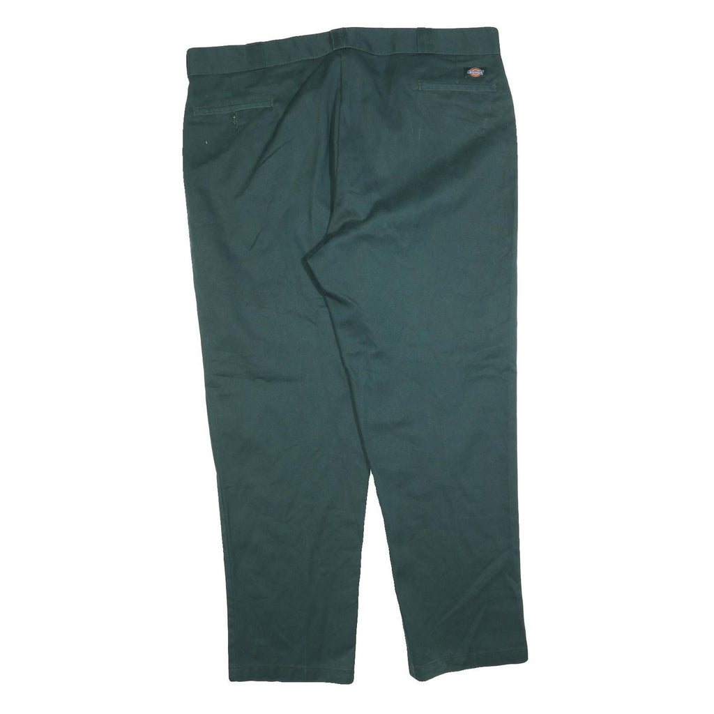 DICKIES Mens Cotton Blend Dark Green Relaxed Straight Trousers W44 L32 Workwear