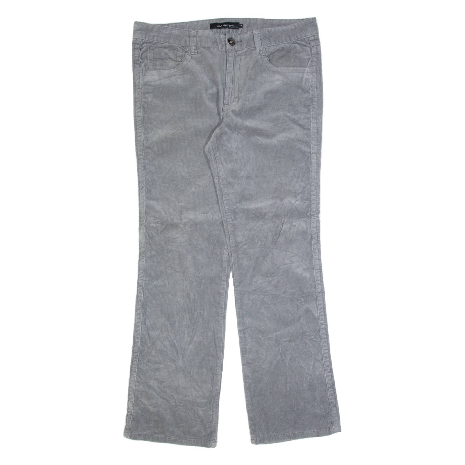 CALVIN KLEIN Womens Corduroy Trousers Grey Regular Bootcut W36 L32