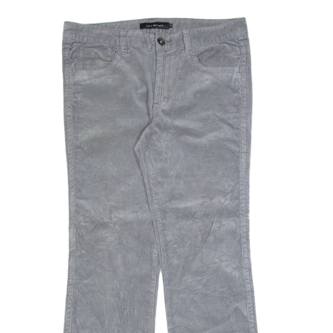 CALVIN KLEIN Womens Corduroy Trousers Grey Regular Bootcut W36 L32