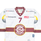 SWISS ICE HOCKEY Geneve Servette Signed Mens Jersey White USA V-Neck S