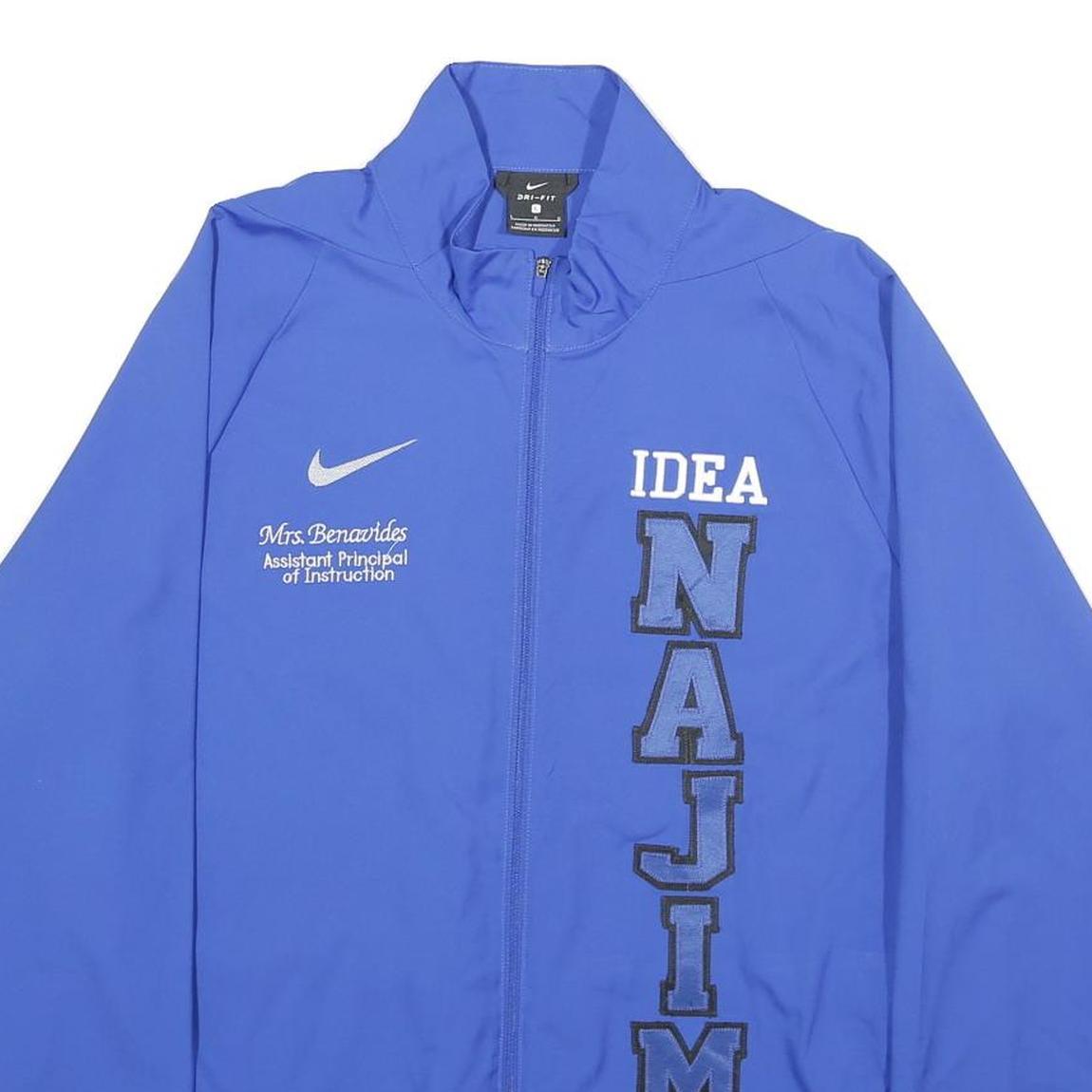 NIKE Mens Blue Lightweight Zip Jacket L Polyester Sportswear Athletic Casual