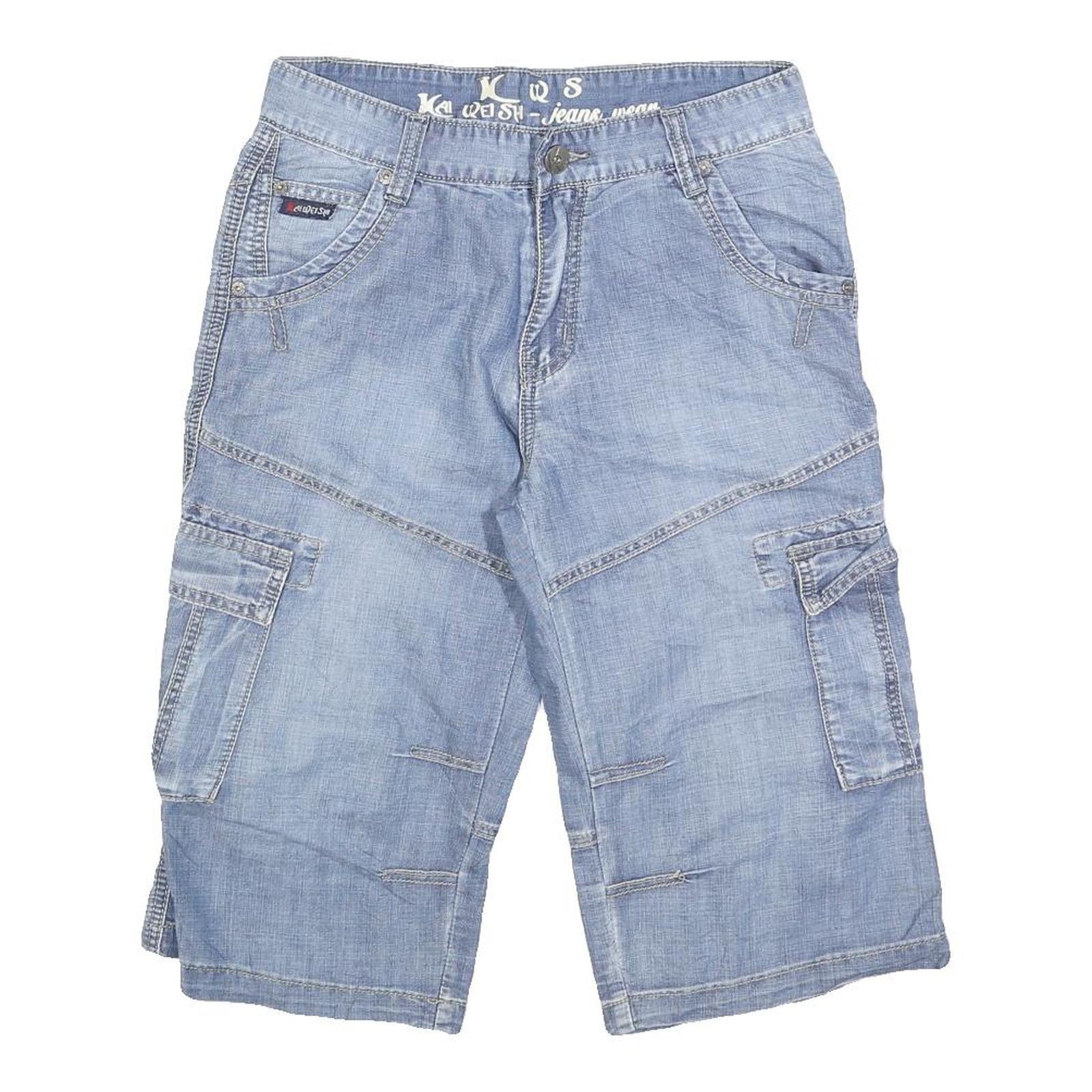 KAIWEI SHI Mens Shorts Blue Casual Cargo Denim M W30 Lightweight