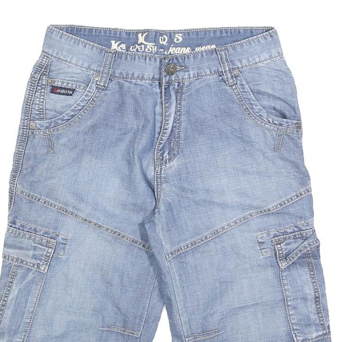 KAIWEI SHI Mens Shorts Blue Casual Cargo Denim M W30 Lightweight