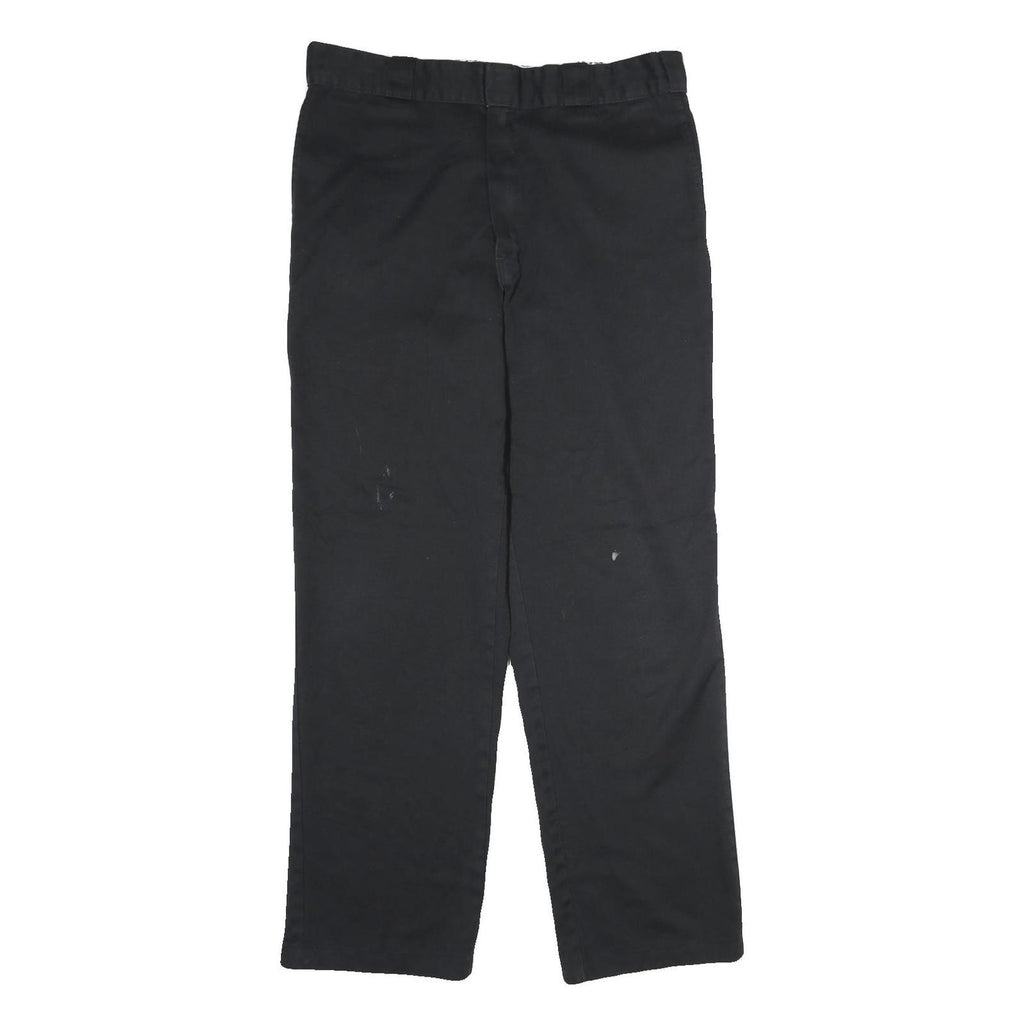 DICKIES Mens Cotton Black Regular Straight Trousers W34 L32 Workwear Zip Closure