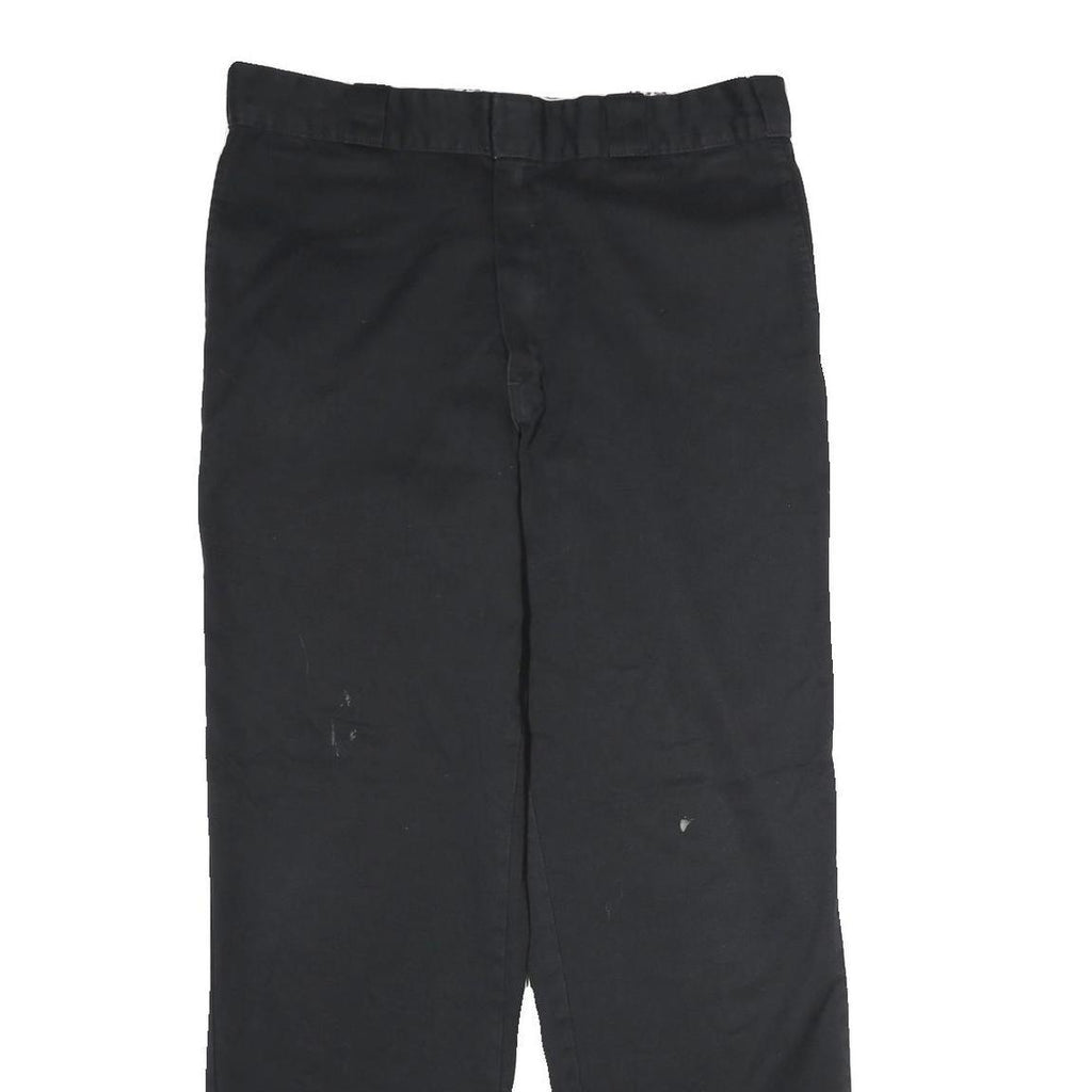 DICKIES Mens Cotton Black Regular Straight Trousers W34 L32 Workwear Zip Closure