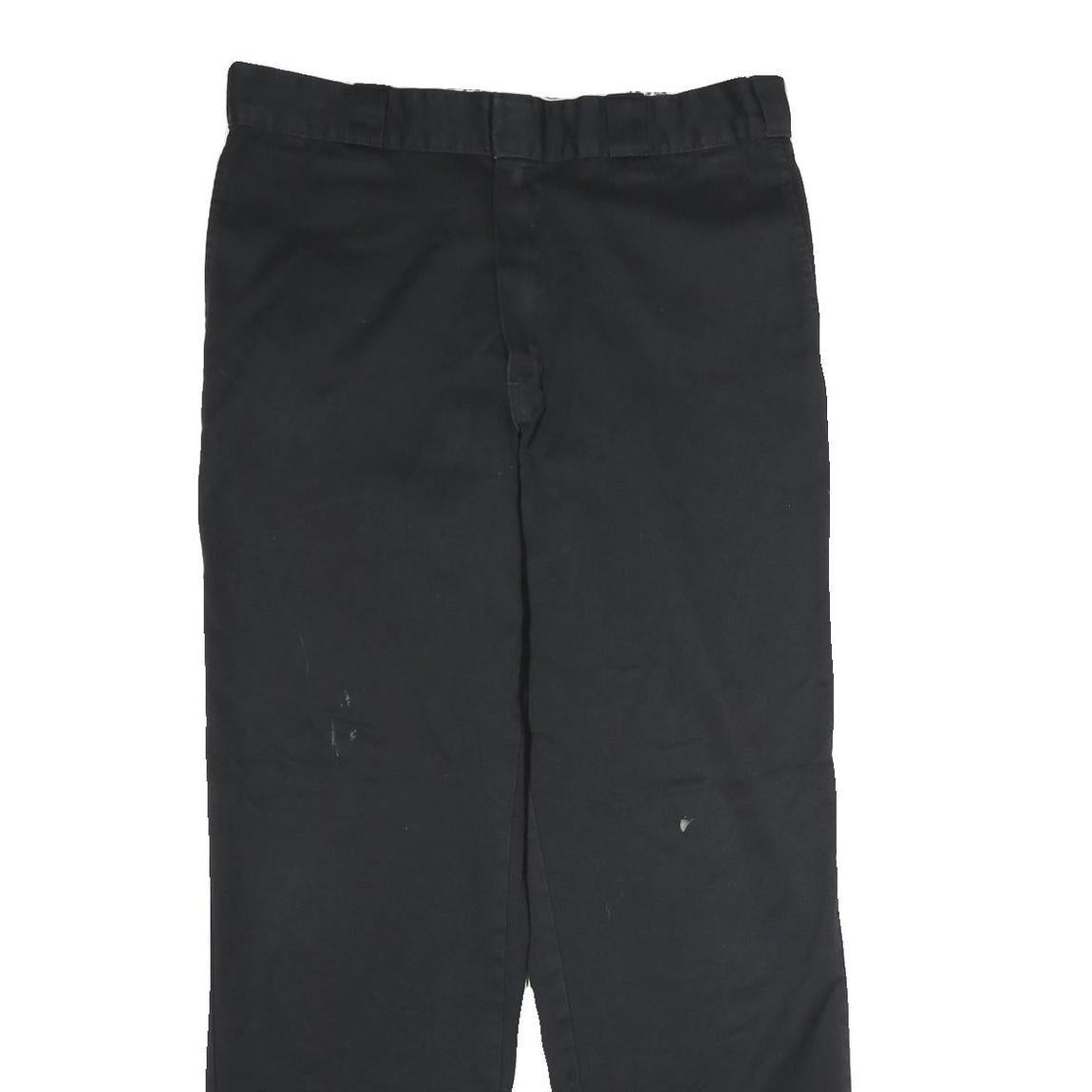 DICKIES Mens Cotton Black Regular Straight Trousers W34 L32 Workwear Zip Closure