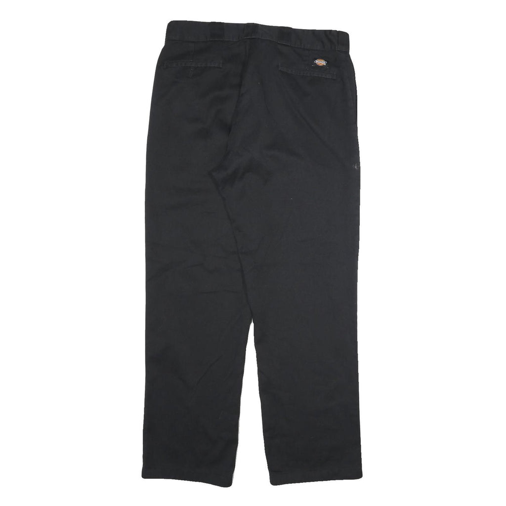 DICKIES Mens Cotton Black Regular Straight Trousers W34 L32 Workwear Zip Closure