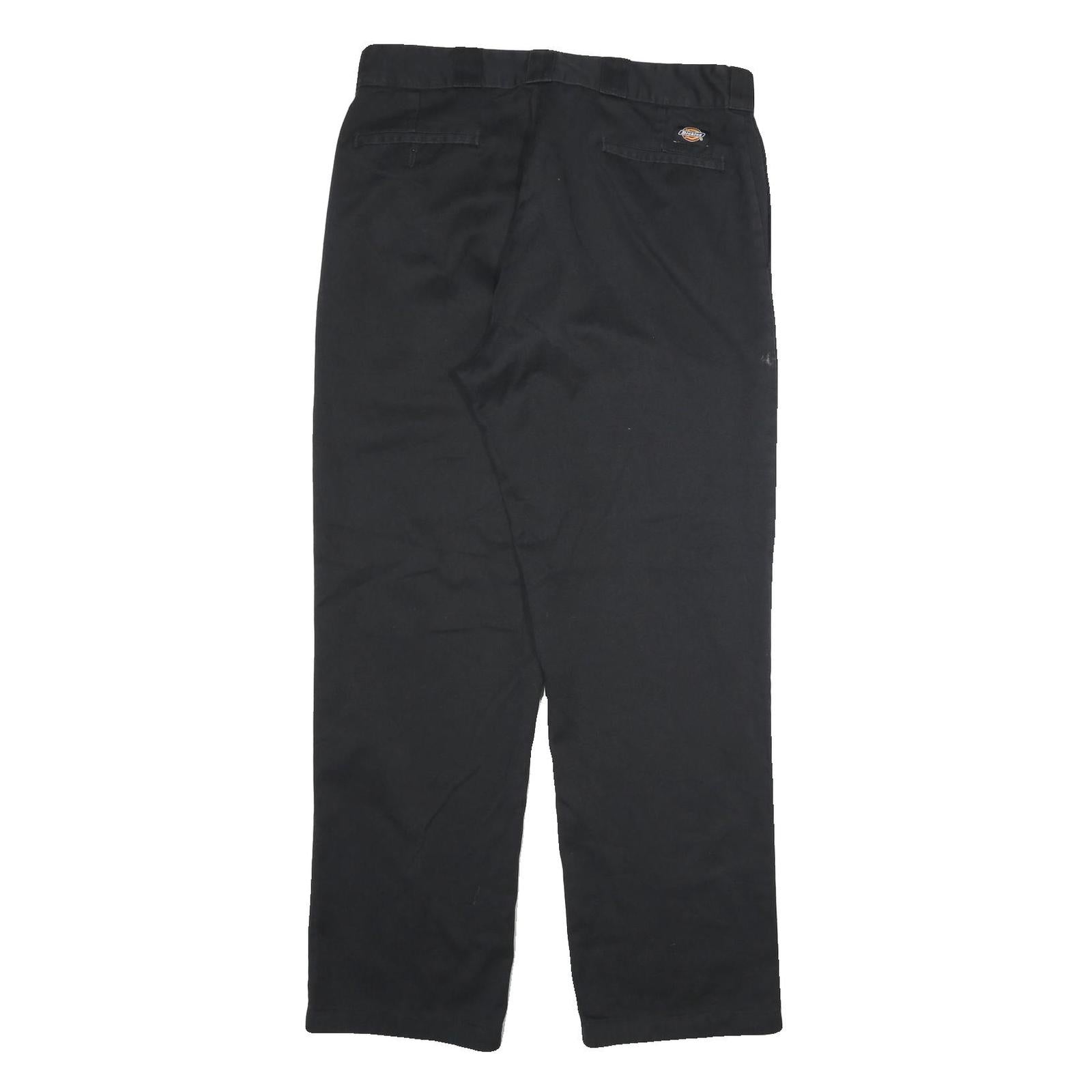 DICKIES Mens Cotton Black Regular Straight Trousers W34 L32 Workwear Zip Closure