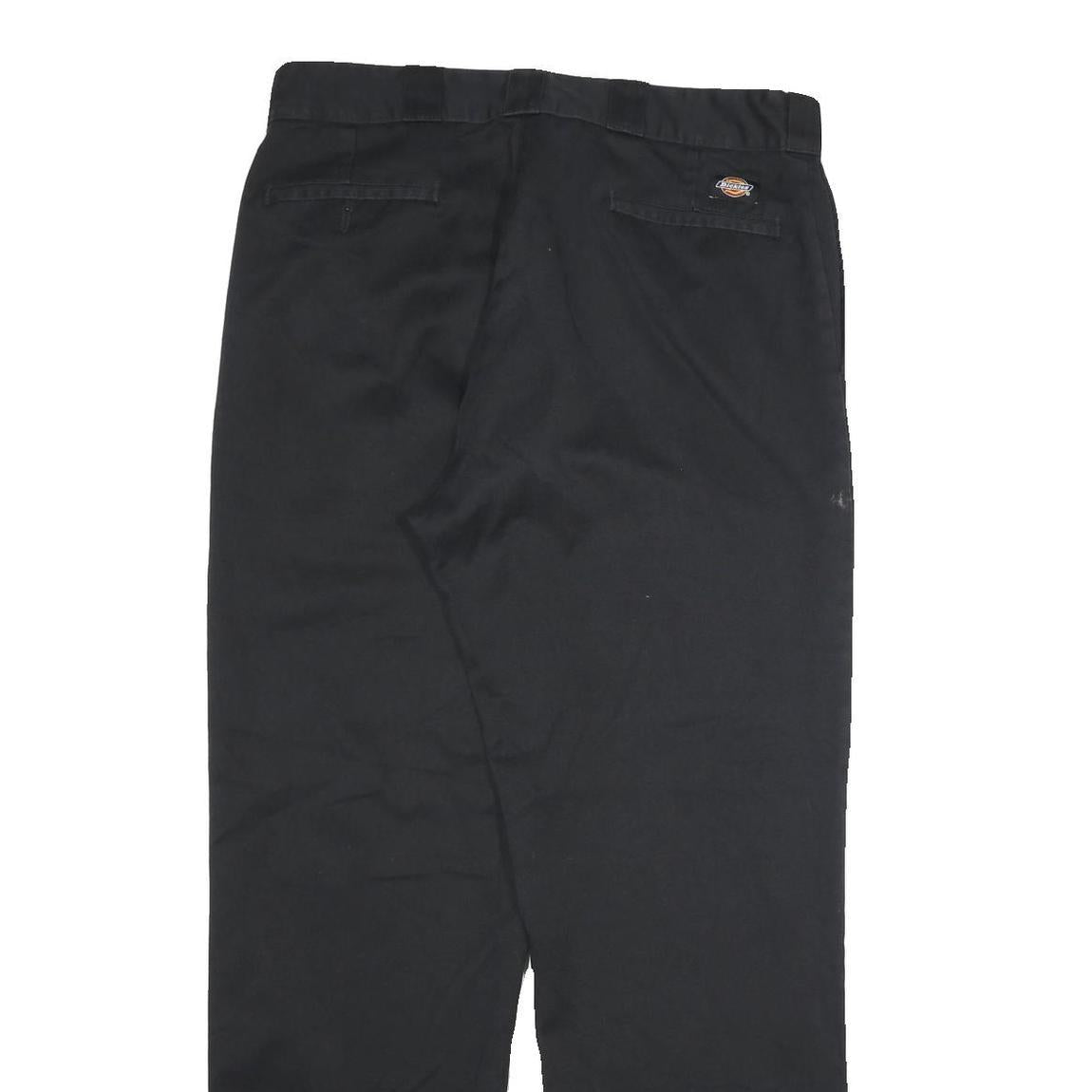 DICKIES Mens Cotton Black Regular Straight Trousers W34 L32 Workwear Zip Closure