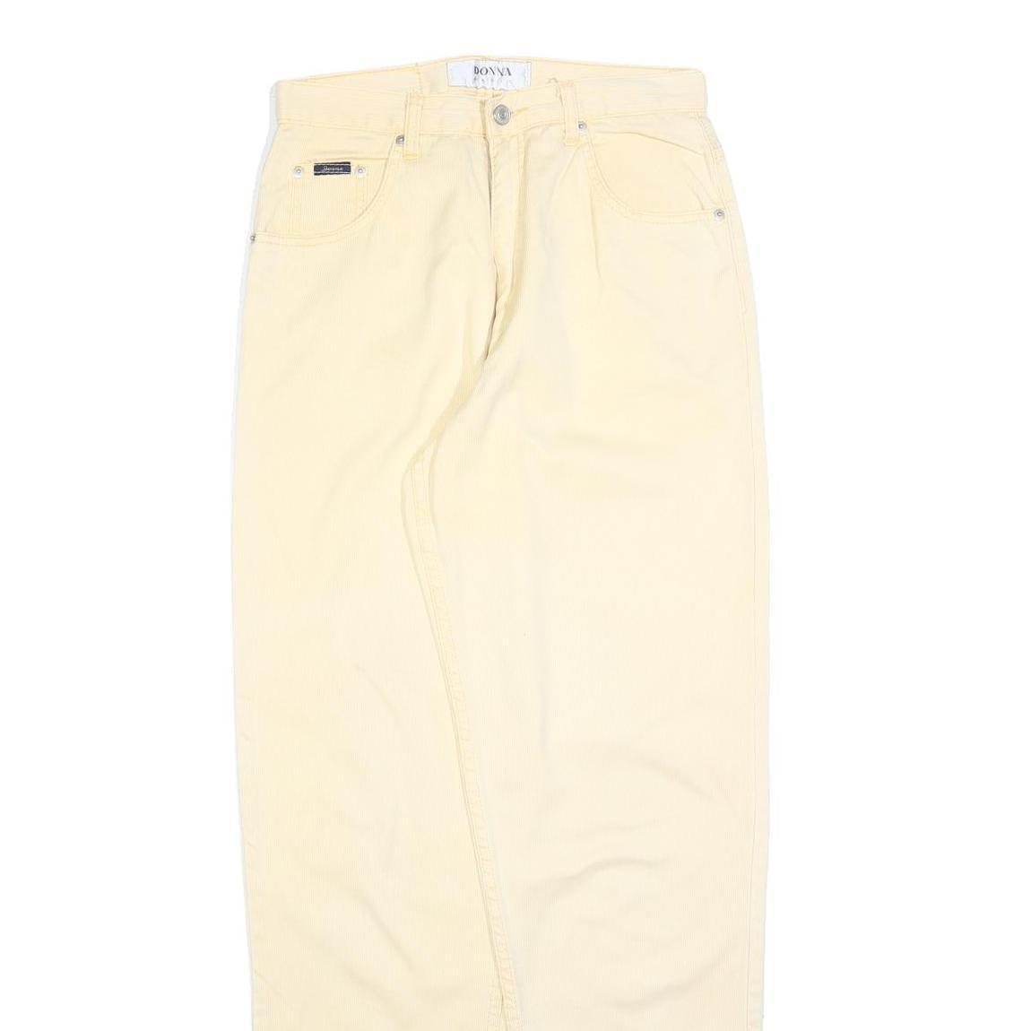 DONNA JEANS Womens Cotton Blend Cream Regular Straight Trousers W28 L32 Casual