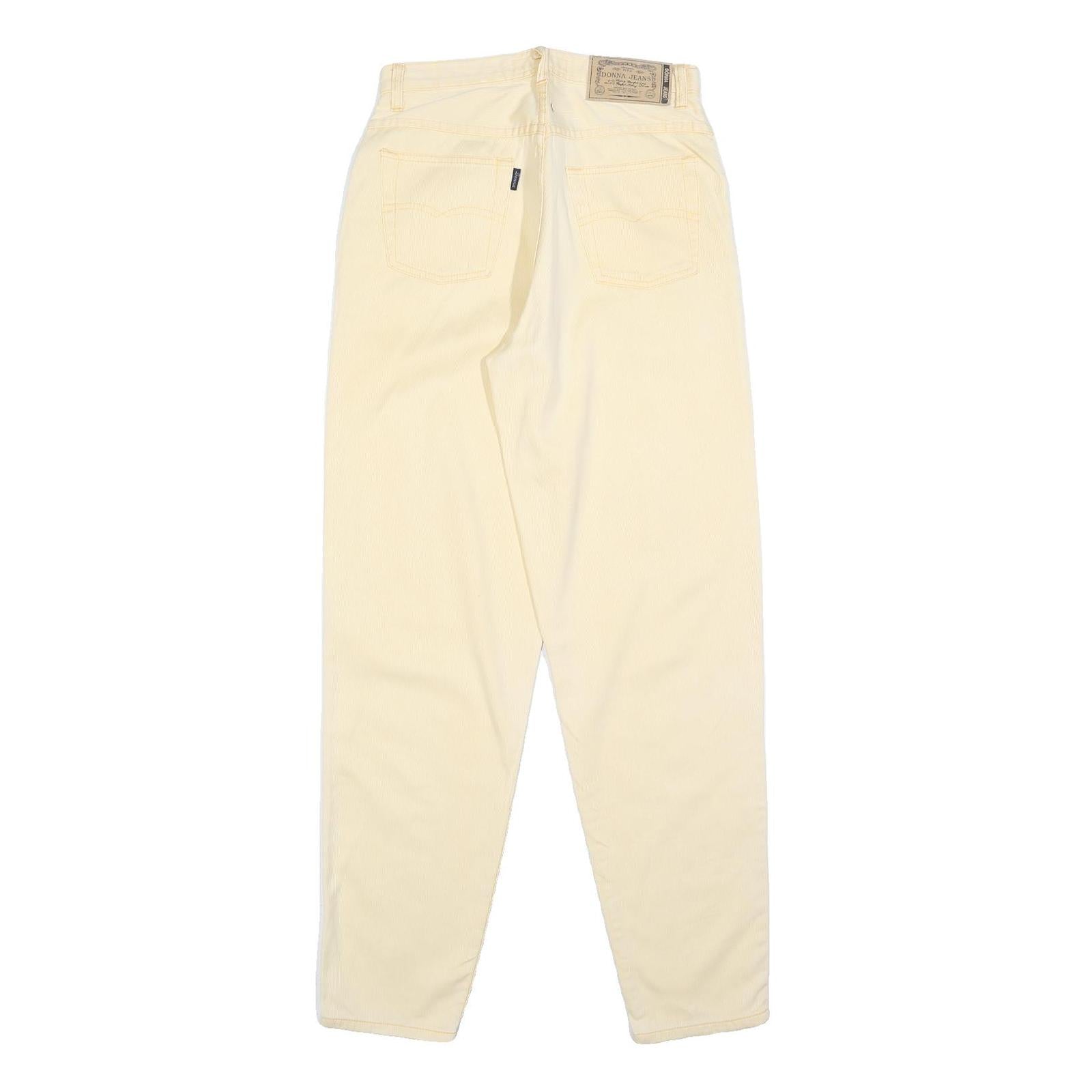 DONNA JEANS Womens Cotton Blend Cream Regular Straight Trousers W28 L32 Casual