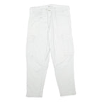 ZARA Mens Cotton Blend White Regular Cargo Trousers W32 L30 Casual Pockets Zip