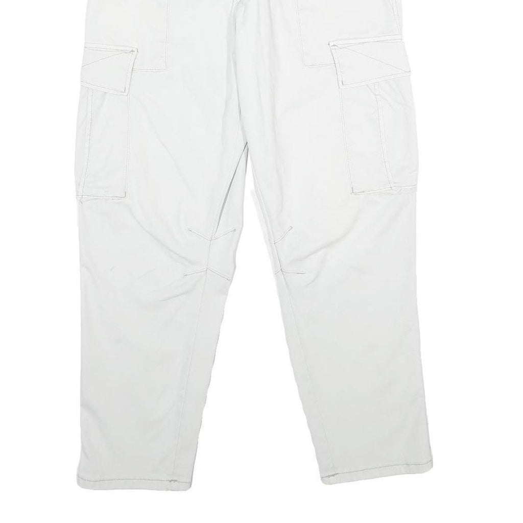 ZARA Mens Cotton Blend White Regular Cargo Trousers W32 L30 Casual Pockets Zip