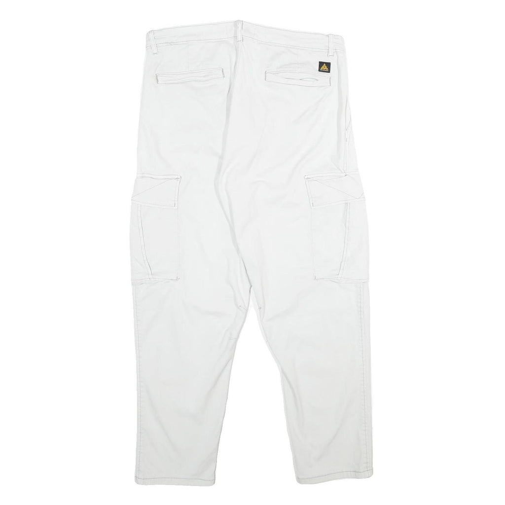 ZARA Mens Cotton Blend White Regular Cargo Trousers W32 L30 Casual Pockets Zip