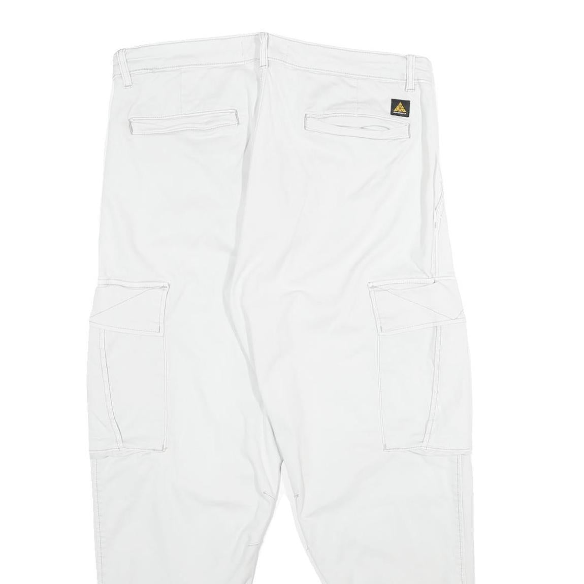 ZARA Mens Cotton Blend White Regular Cargo Trousers W32 L30 Casual Pockets Zip