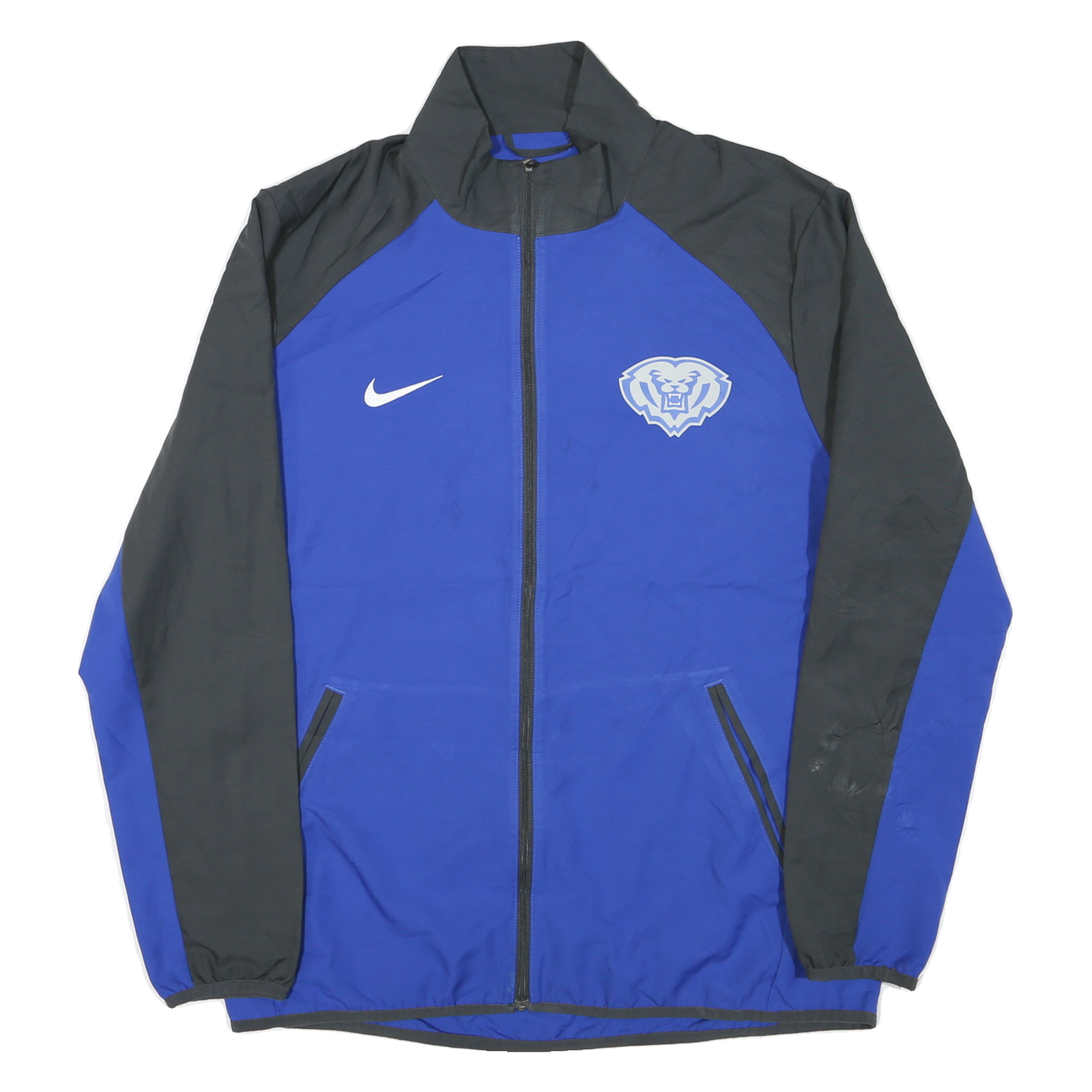 NIKE Mens Blue & Black Logo Zip Jacket M Polyester Blend Sportswear Track