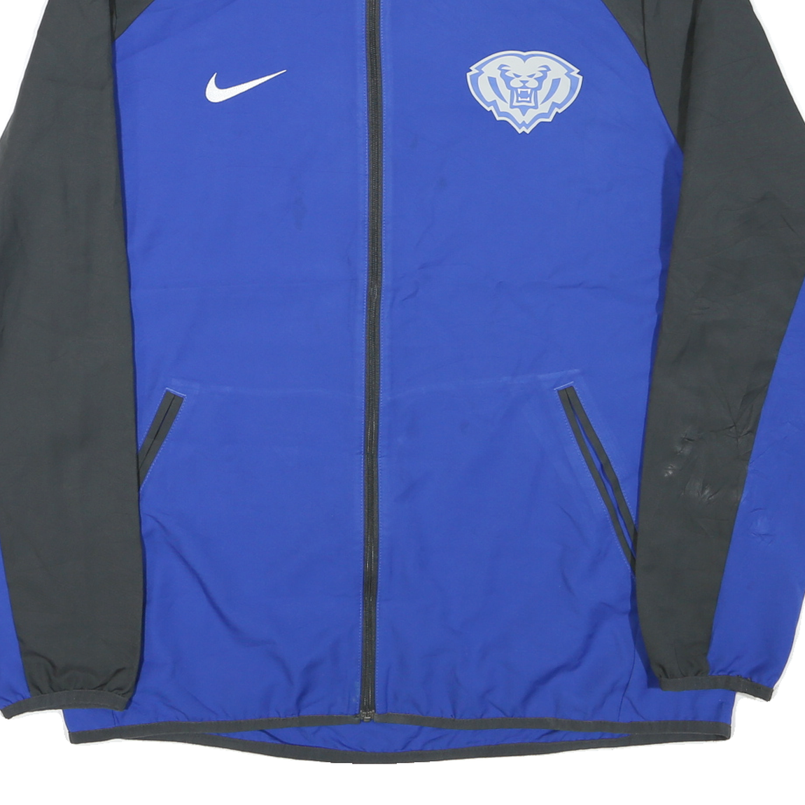 NIKE Mens Blue & Black Logo Zip Jacket M Polyester Blend Sportswear Track