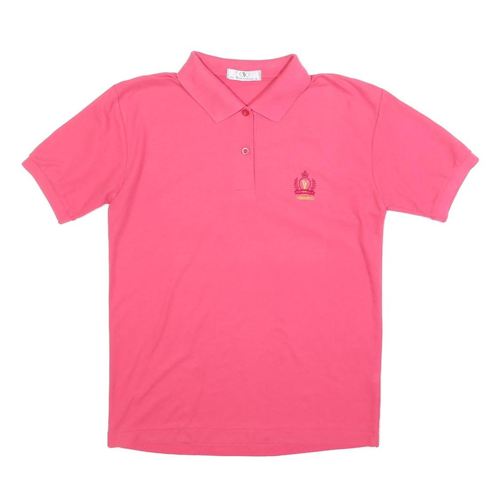 VALENTINO Womens Pink Short Sleeve Plain M Cotton Blend Polo Shirt
