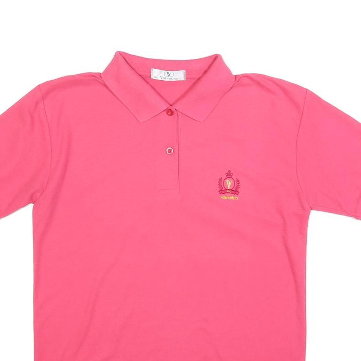VALENTINO Womens Pink Short Sleeve Plain M Cotton Blend Polo Shirt