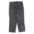 Mens Relaxed Fit Black Cargo Cotton Blend Jeans W36 L30 Zip Closure Utility