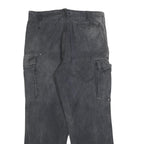 Mens Relaxed Fit Black Cargo Cotton Blend Jeans W36 L30 Zip Closure Utility