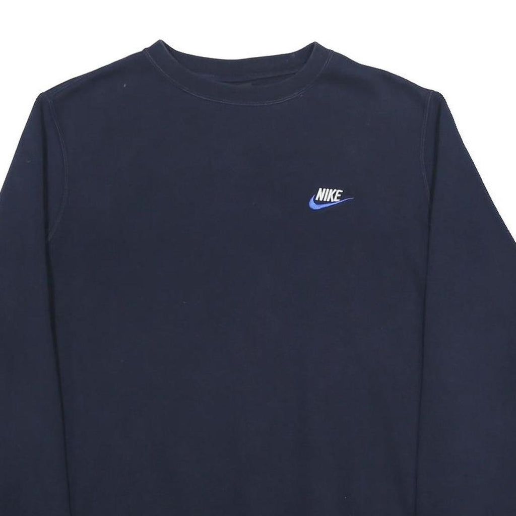 NIKE Mens Navy Blue Sweatshirt M Crew Neck Cotton Blend Casual Pullover