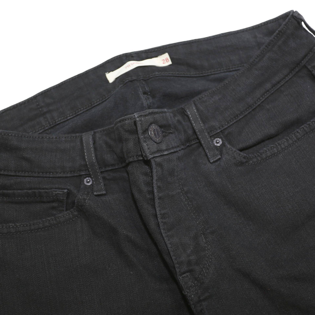 LEVI'S 711 Womens Slim Black Denim Dark Jeans W28 L34 Stretch Cotton Blend