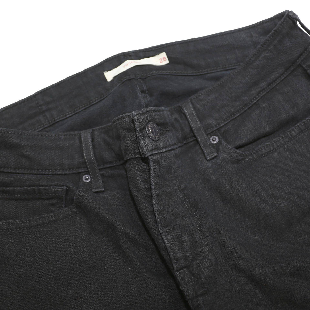 LEVI'S 711 Womens Slim Black Denim Dark Jeans W28 L34 Stretch Cotton Blend