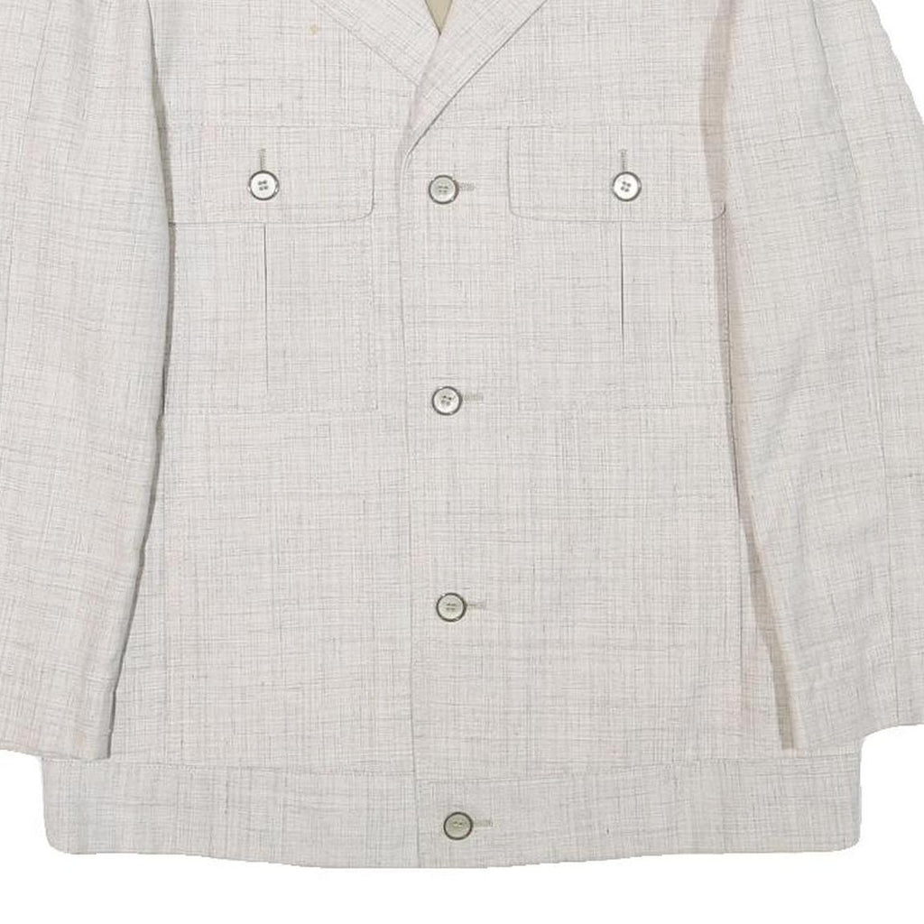SCHILD Mens Cream Button Linen Blend Tailored Jacket XS Plain Lightweight