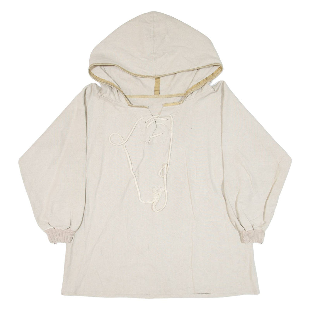 Mens Pullover Jacket Beige Hooded L