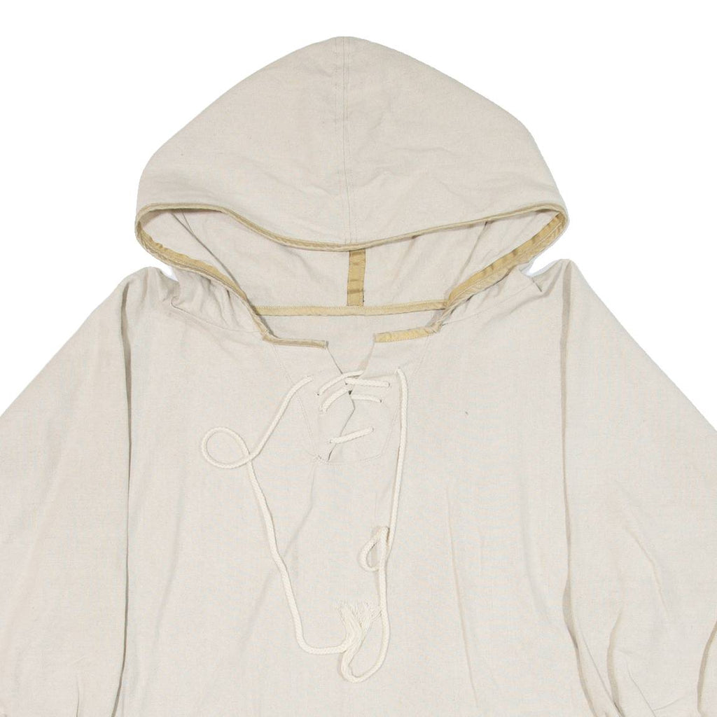 Mens Pullover Jacket Beige Hooded L