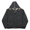 WOOLRICH Mens Black Synthetic Button Jacket XL Fur Trim Hood Sherpa Lining