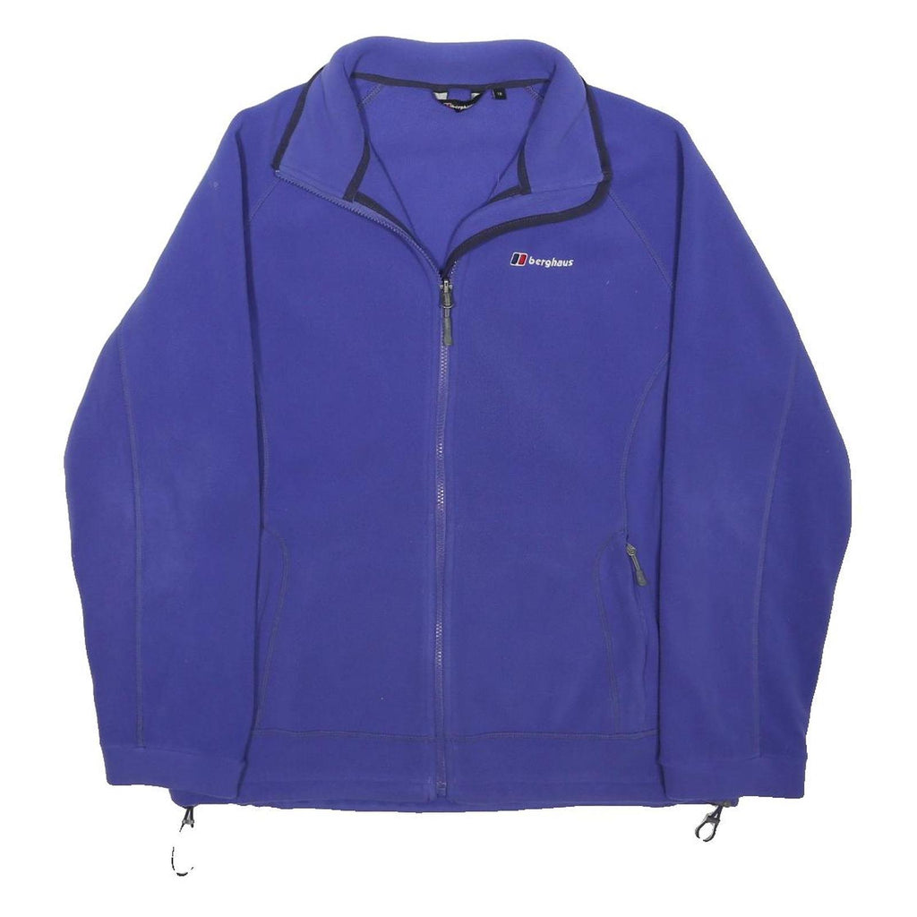 BERGHAUS Womens Blue Fleece Jacket UK 18 Polyester Blend Plain Zip Outdoor Wear