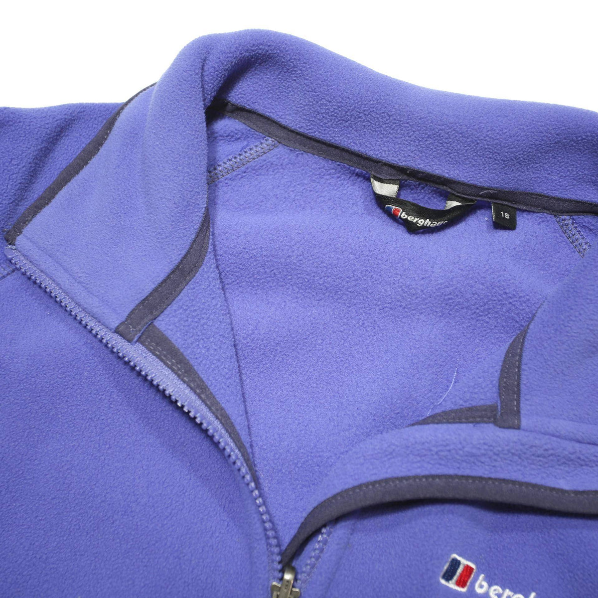 BERGHAUS Womens Blue Fleece Jacket UK 18 Polyester Blend Plain Zip Outdoor Wear