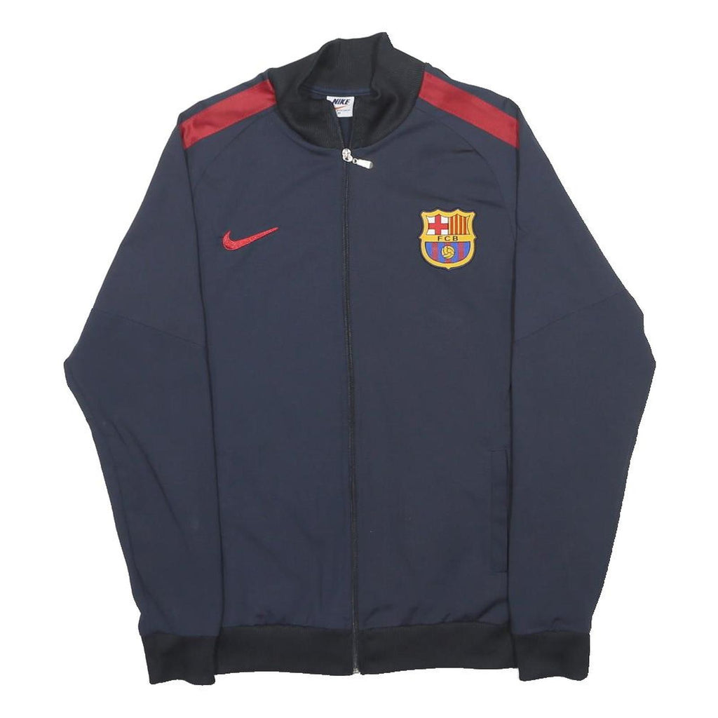 NIKE Mens Navy & Red FC Barcelona Track Jacket M Cotton Blend Zip Sportswear