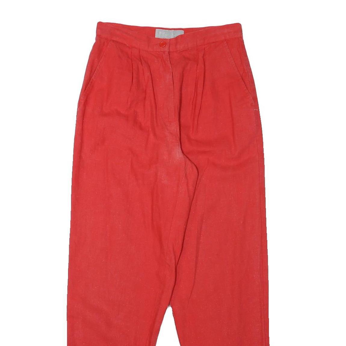 PANTALON Mens Cotton Blend Red Relaxed Tapered Trousers W27 L30 Casual Style