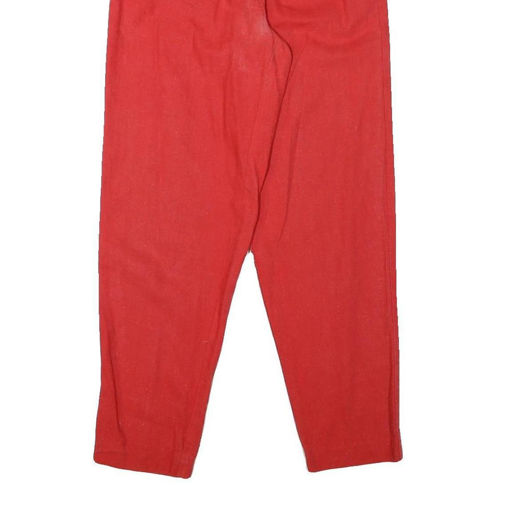 PANTALON Mens Cotton Blend Red Relaxed Tapered Trousers W27 L30 Casual Style