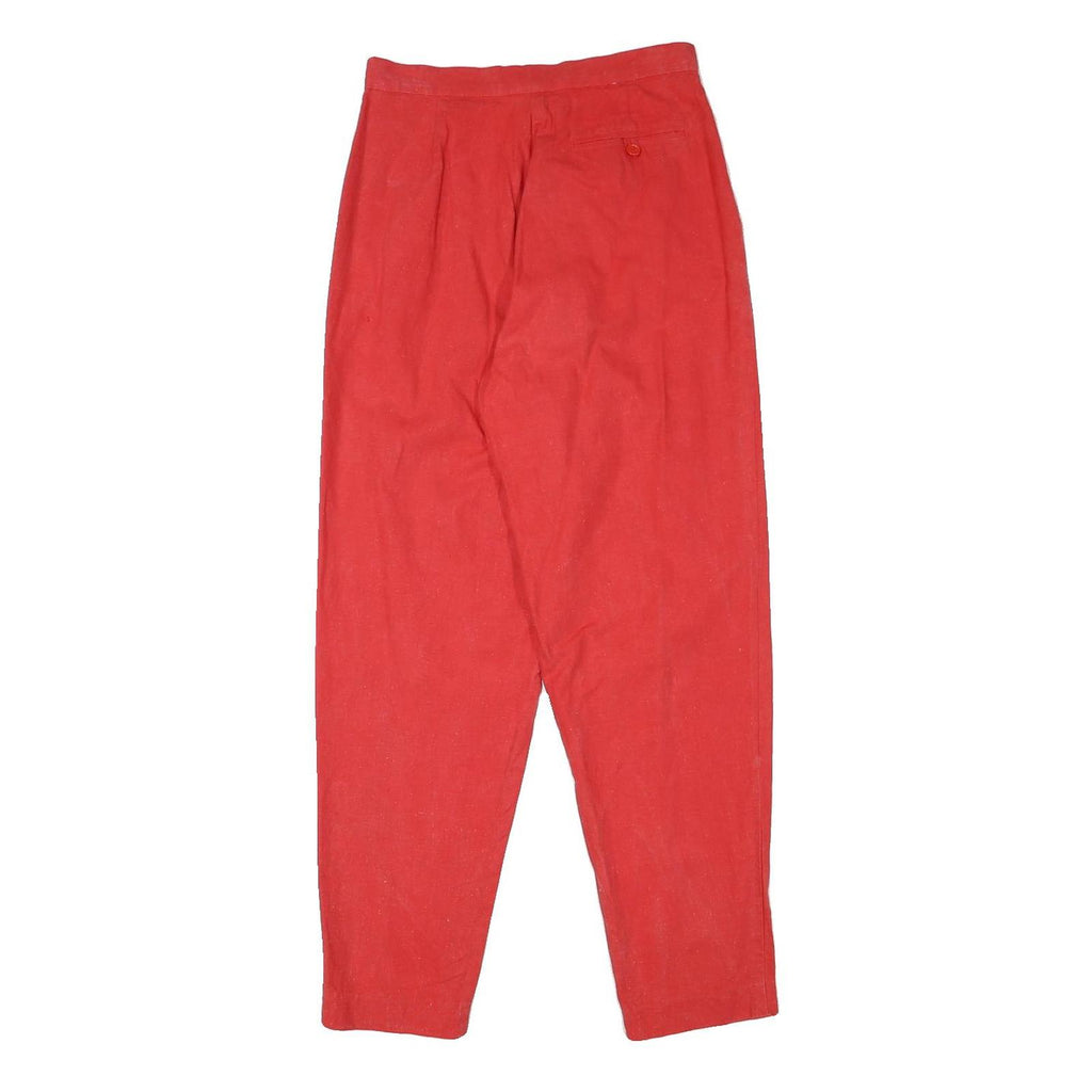 PANTALON Mens Cotton Blend Red Relaxed Tapered Trousers W27 L30 Casual Style