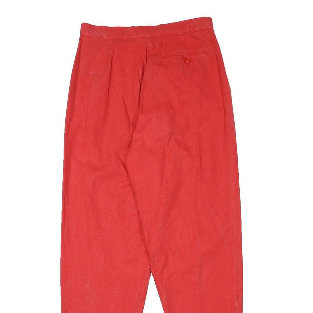 PANTALON Mens Cotton Blend Red Relaxed Tapered Trousers W27 L30 Casual Style