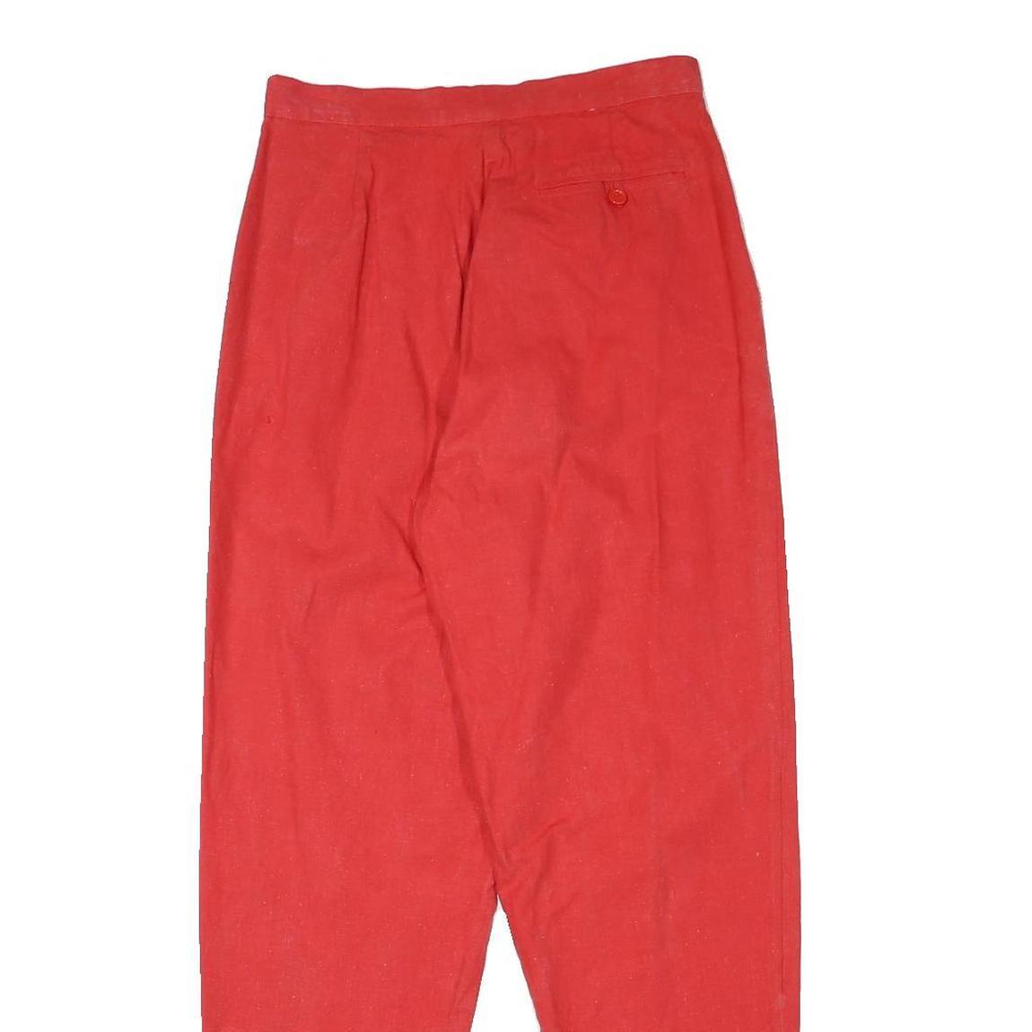 PANTALON Mens Cotton Blend Red Relaxed Tapered Trousers W27 L30 Casual Style